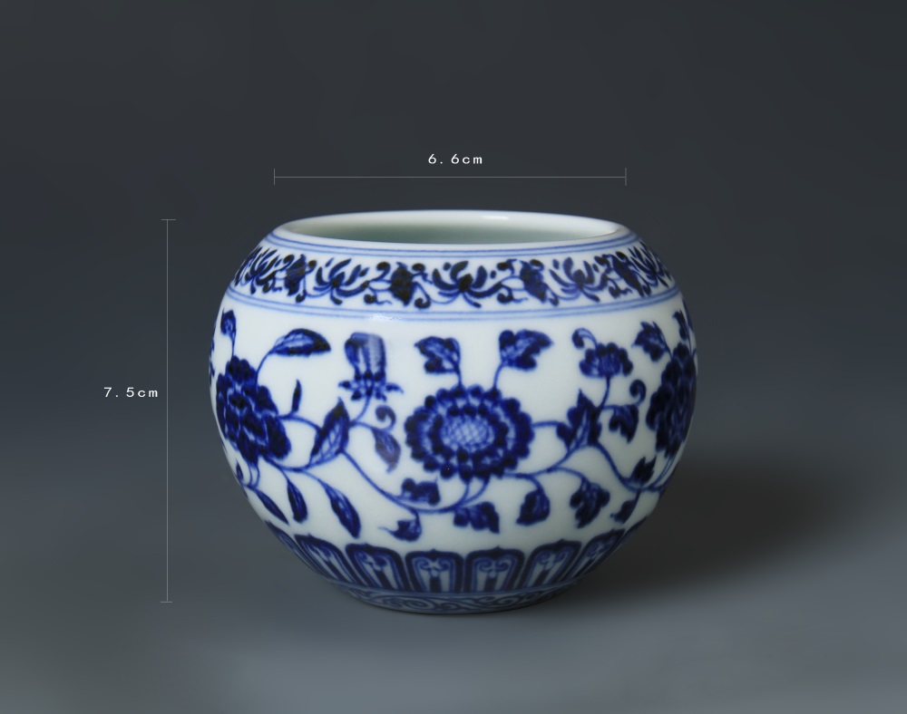明宣德 青花四季花卉纹水盂 -尺寸(1).jpg