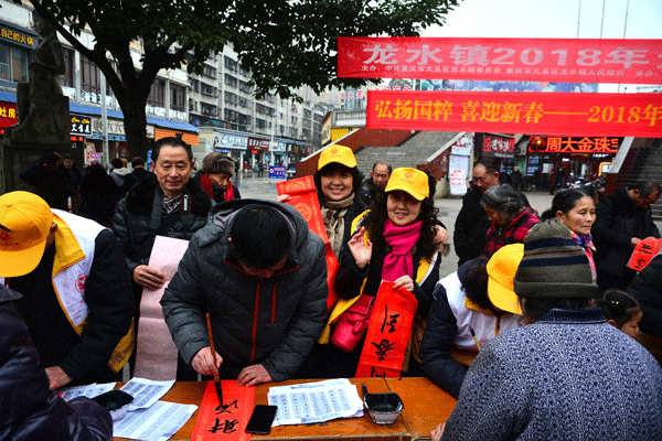 2018年龙水镇送春联活动图片10