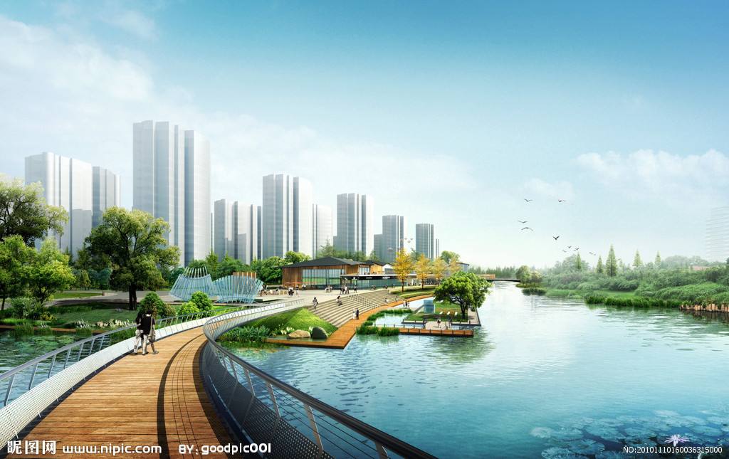 景观河道效果图