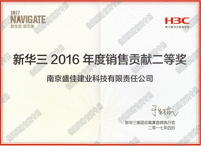 2016 H3C 銷售貢獻二等獎
