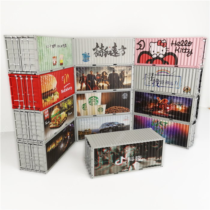 1:20创意涂鸦集装箱米其林集装箱纸巾盒笔筒模型制作