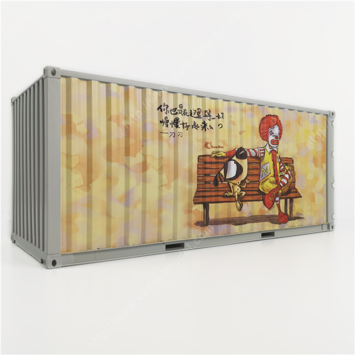 1:20创意涂鸦集装箱聪明与秃头集装箱纸巾盒笔筒模型制作