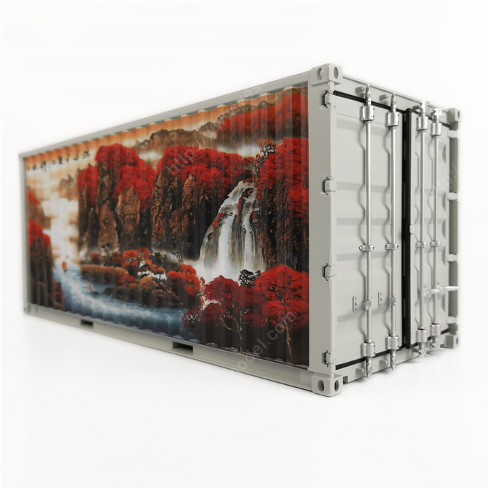 1:20创意涂鸦集装箱水墨画集装箱纸巾盒笔筒模型制作