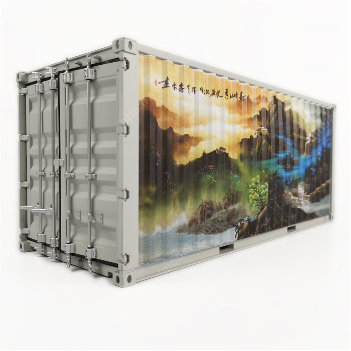 1:20创意涂鸦集装箱水墨画集装箱纸巾盒笔筒模型制作