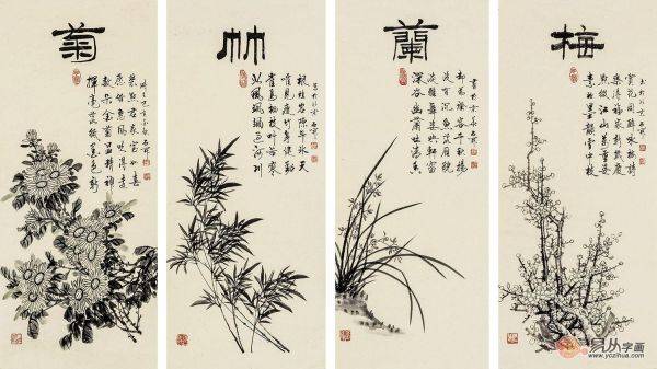 梅兰竹菊四君子国画欣赏，当代国画名家石开作品真迹-国画名家-新闻中心-宕昌县青年书法家协会