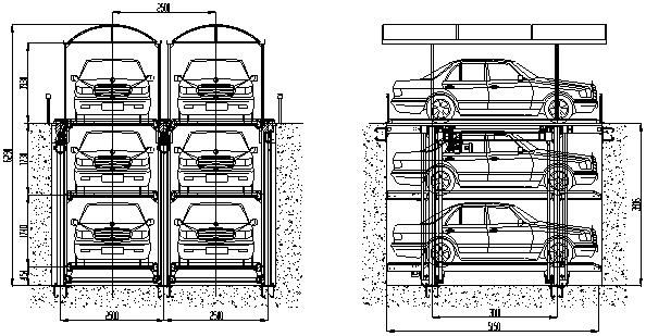 三层简易升降类立体车库-产品中心-扑卡龙智能停车设备制造有限公司
